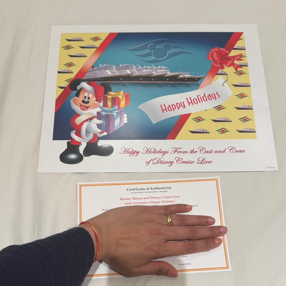 Disney Holiday Poster with Mickey and Cruise Ship